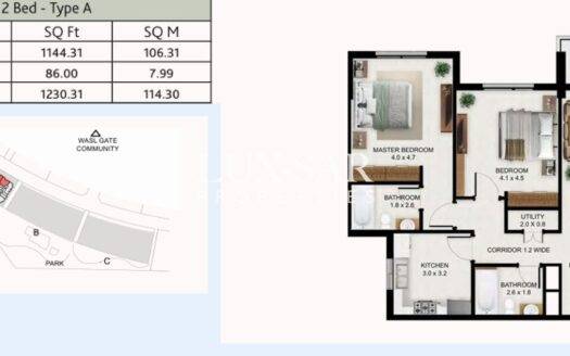 2 Bedroom | Wasl Community View | South Garden